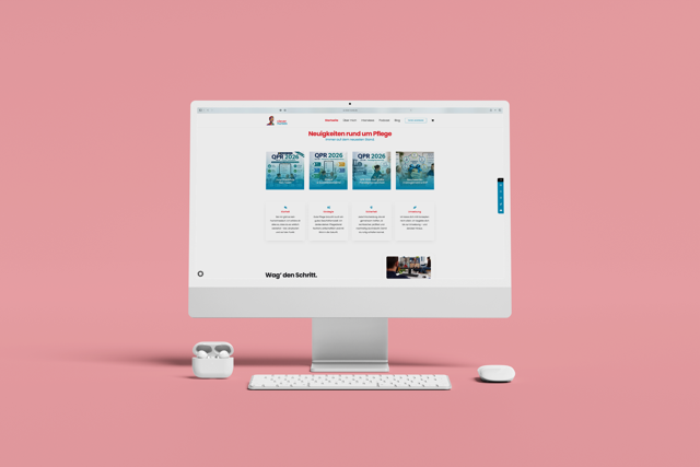 Website von Clever Nurses auf einem Desktop-Bildschirm